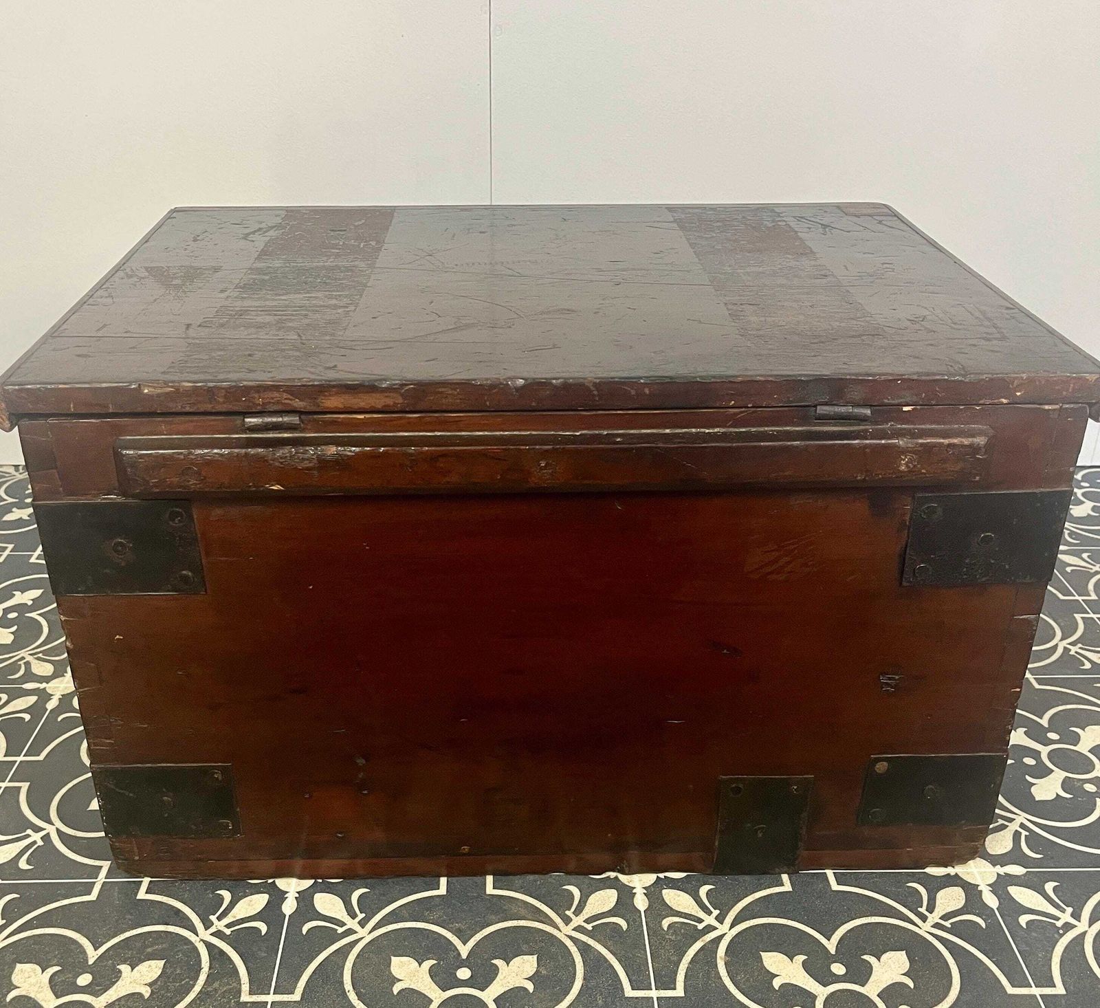 Antique 19th Century Military Naval Officer’s Sea Box, Campaign Chest In Rich Oak photo for sale