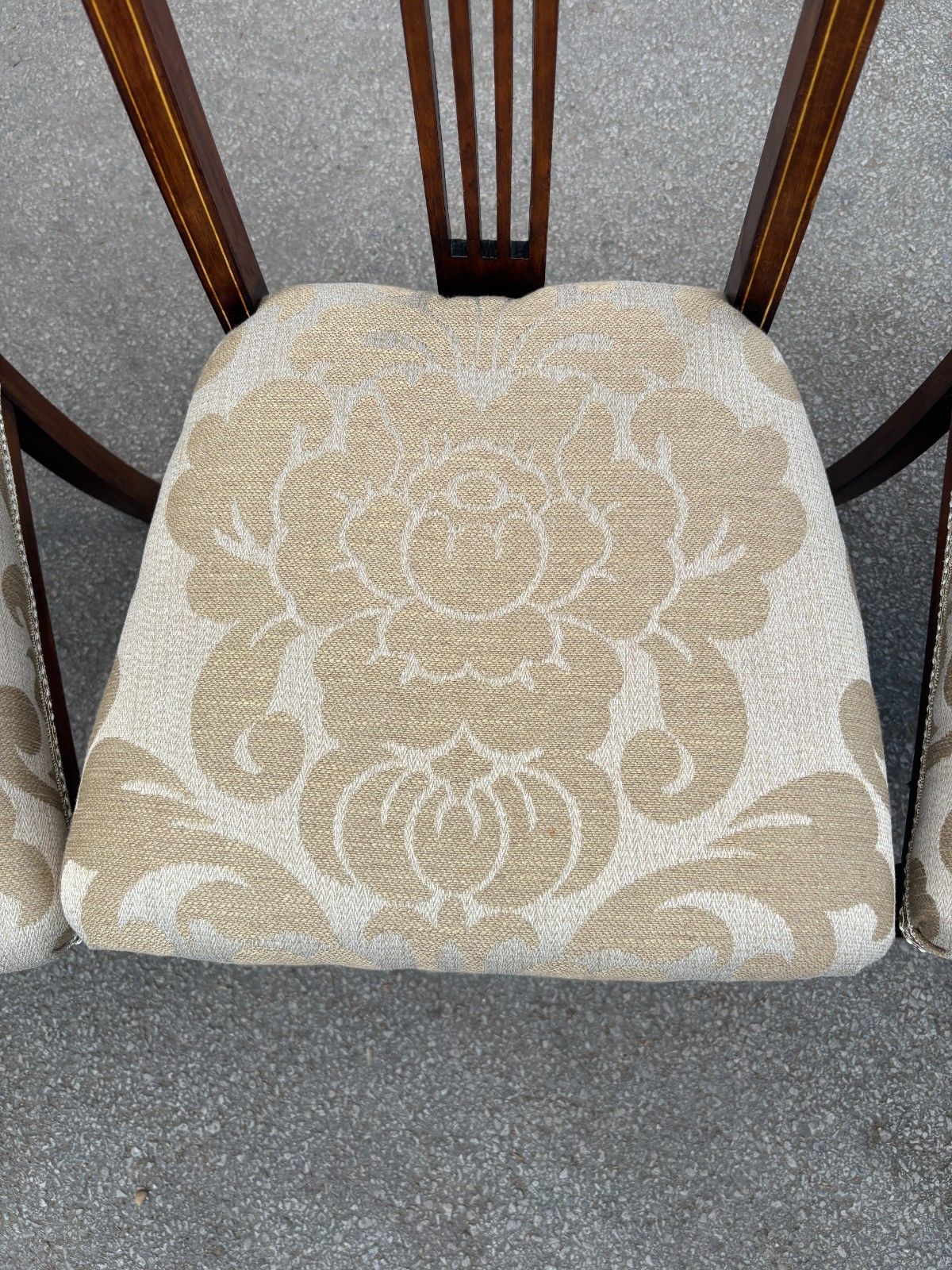 Four Antique Edwardian Mahogany Dining Chairs With Inlay & Upholstered Cushion photo vintage