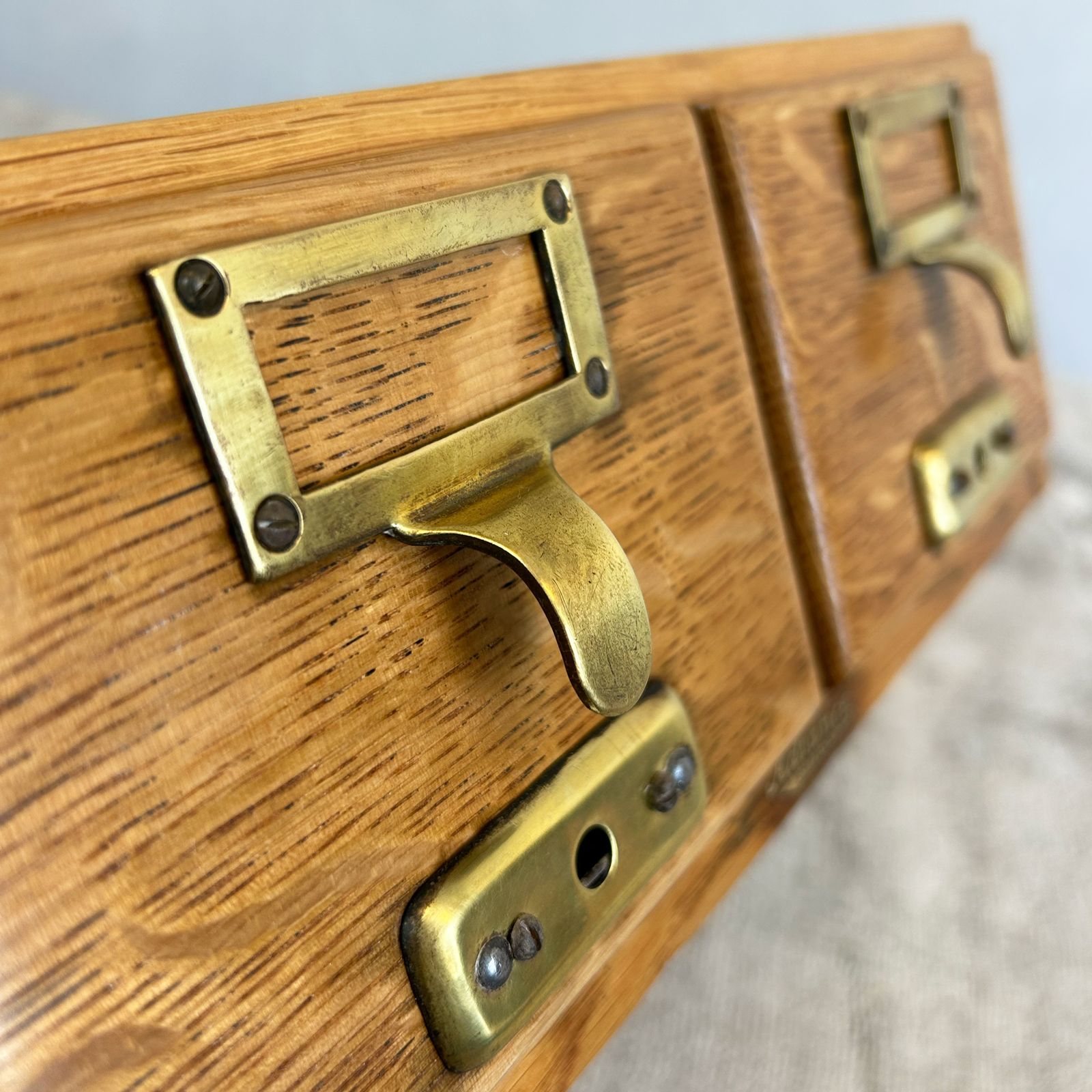 photo for sale Oak Index Card Cabinet With Two Drawers