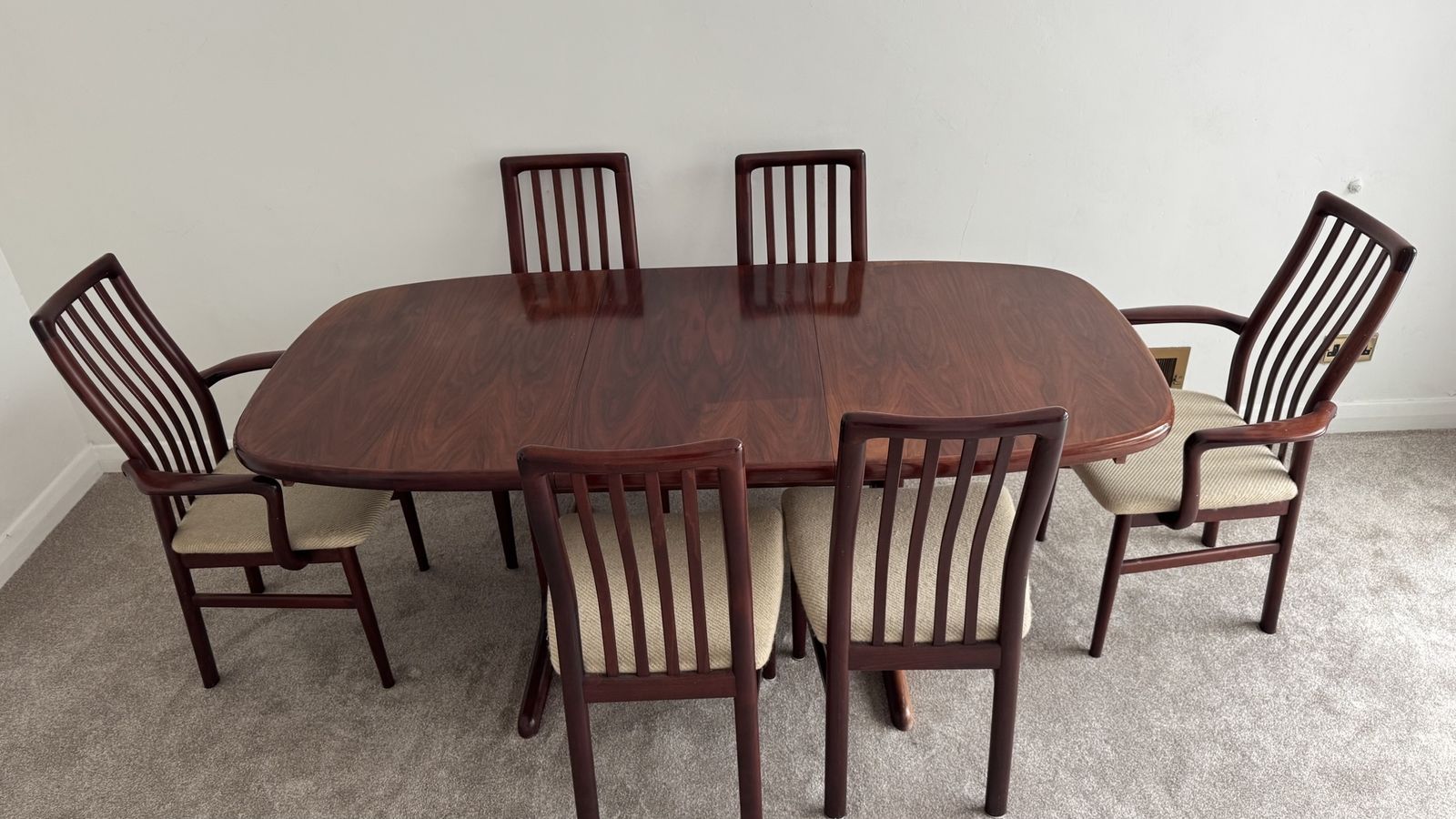Skovby Danish Rosewood Extending Table, Length 135cm 185cm 235cm4 Chairs And 2 Armchairs photo for sale