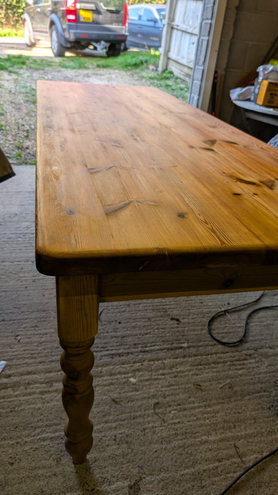 Large Solid Pine Farmhouse Dining Table With Turned Legs And Rustic Charm. Seats 10. A Timeless Statement For Country Or Modern Interiors. photo furniture
