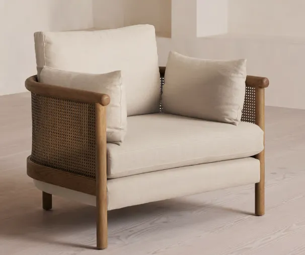 Soho Home Sydney Lounge Armchair Oak And Cane Frame photo for sale