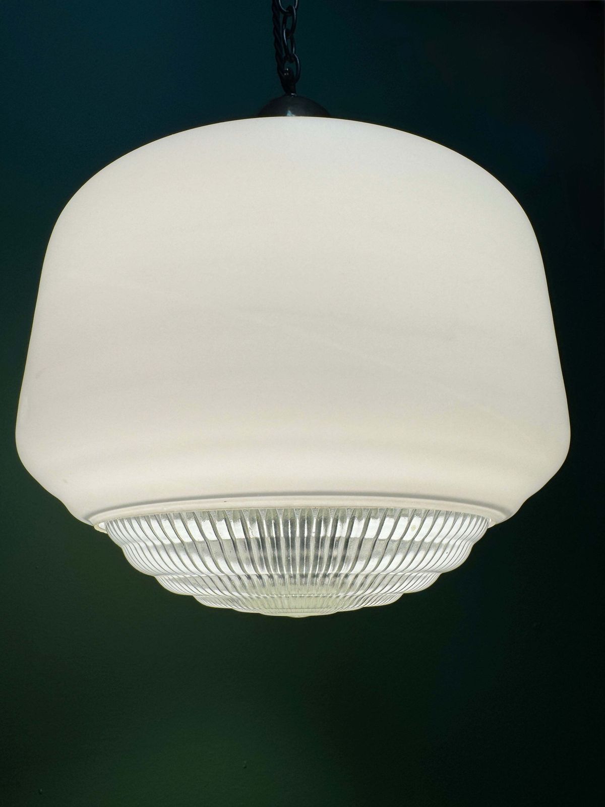 1930s Opaline Pendant Lights With Original Diffusers photo vintage