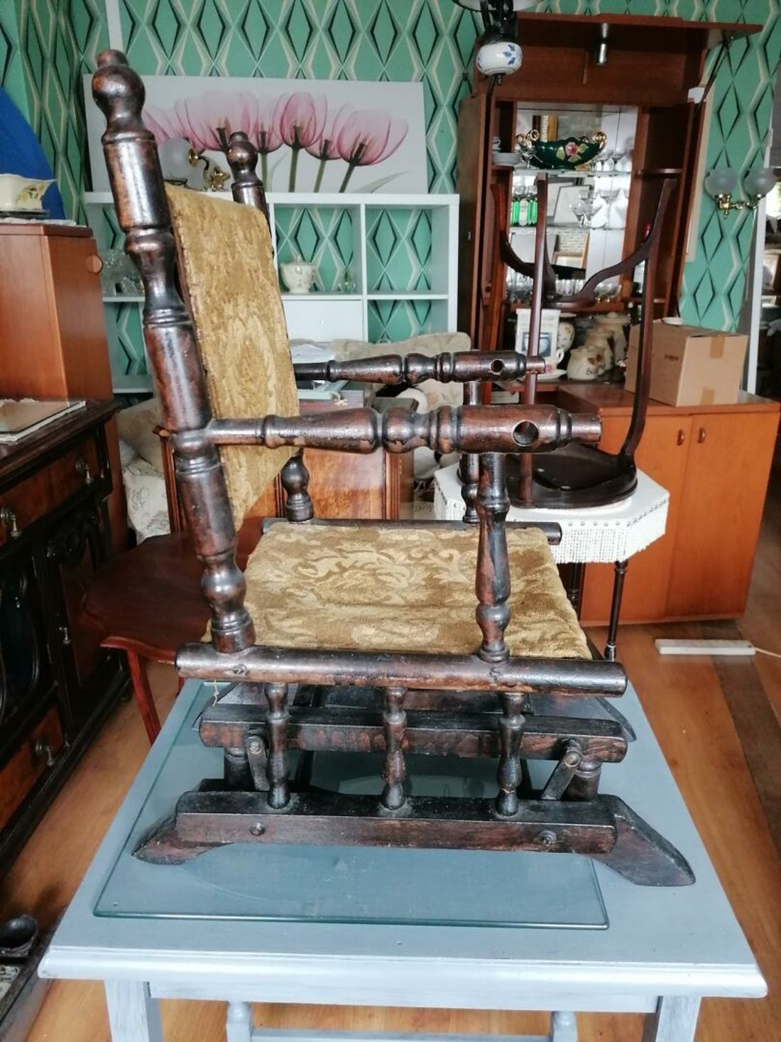 Rocking Chair Junior. Antique Style Carpet Seat. Rare Item. £77. Ref 5327 photo for sale