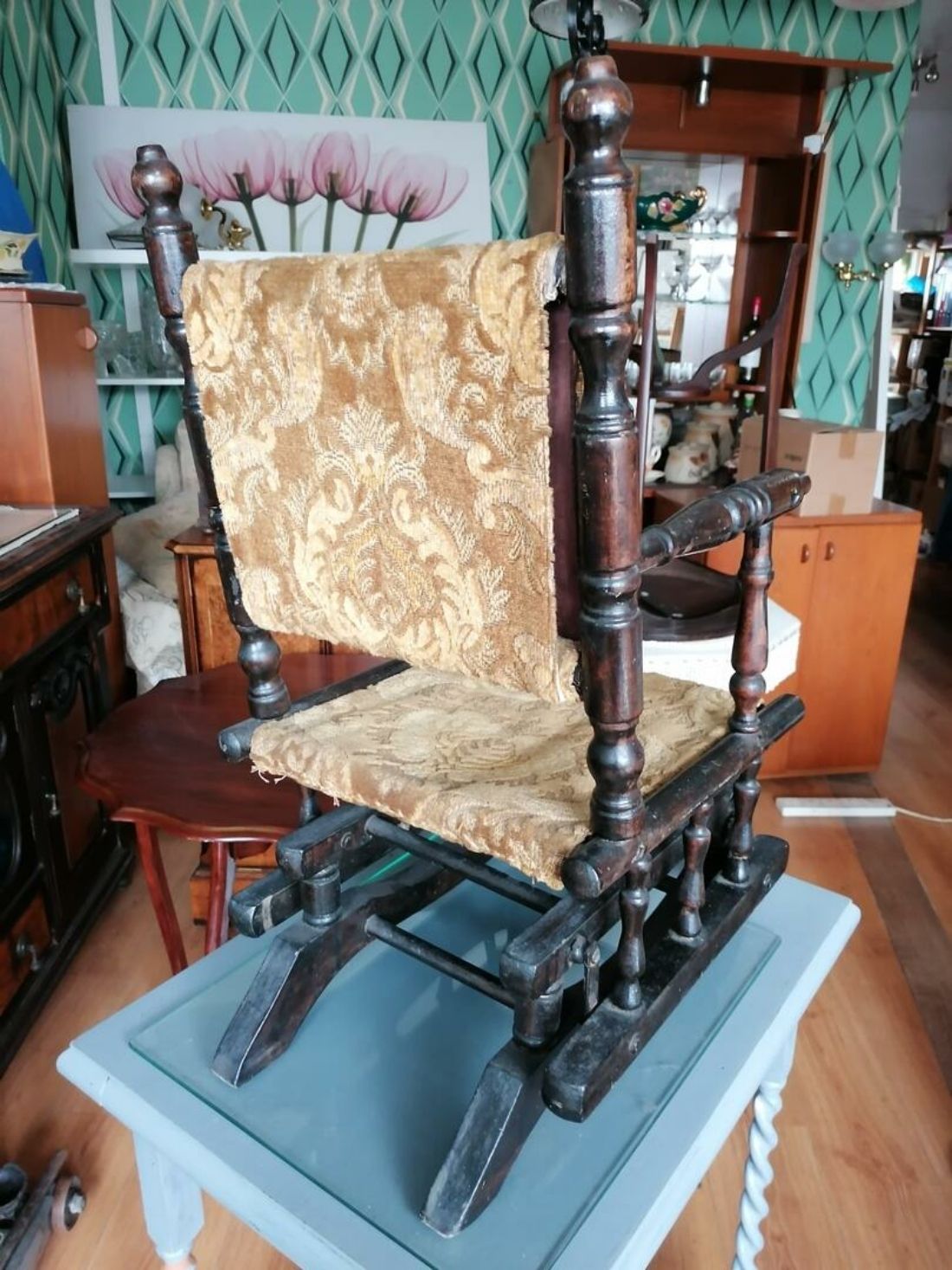Rocking Chair Junior. Antique Style Carpet Seat. Rare Item. £77. Ref 5327 photo Furniture