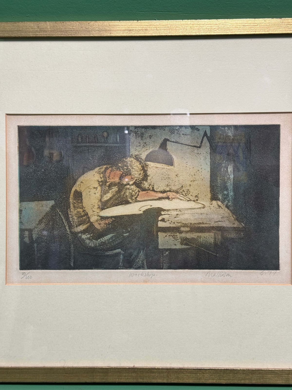 Framed Print Titled ‘ Workshop ‘ No 10 Of 100 Signed Mallinson 1977 photo 275.0