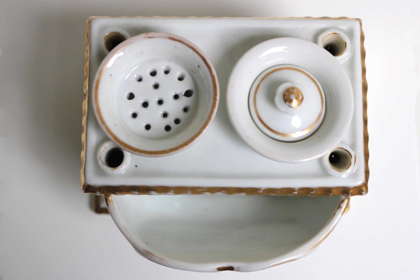 Antique French Porcelaine De Paris Inkwell | Hand Painted Old Paris Inkstand Ca. 1880 photo 440.0