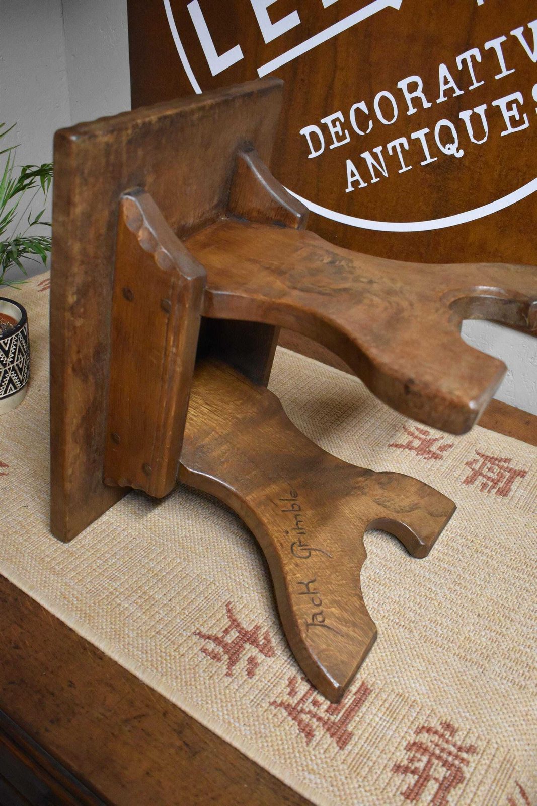 Vintage Arts & Crafts Elm Stool   Side Table By Jack Grimble photo Furniture