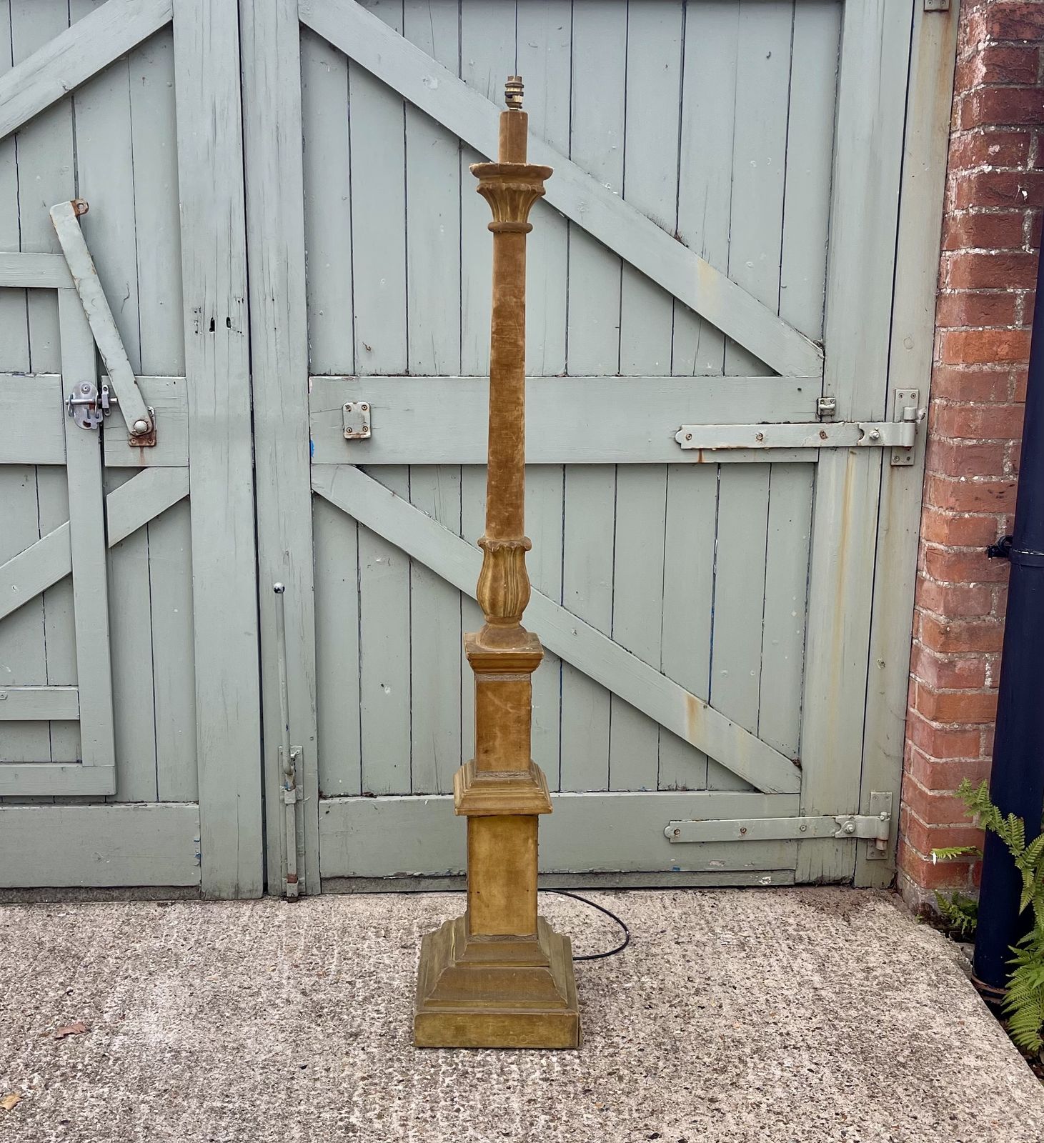 An Early 20th Century Velvet Covered Standard Lamp