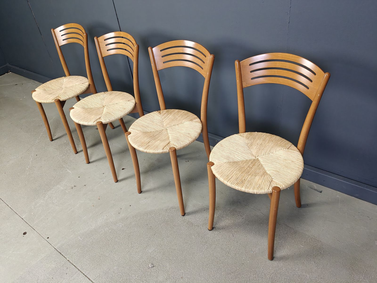 photo furniture Vintage Italian Bistro And Papercord Dining Chairs, 1980s