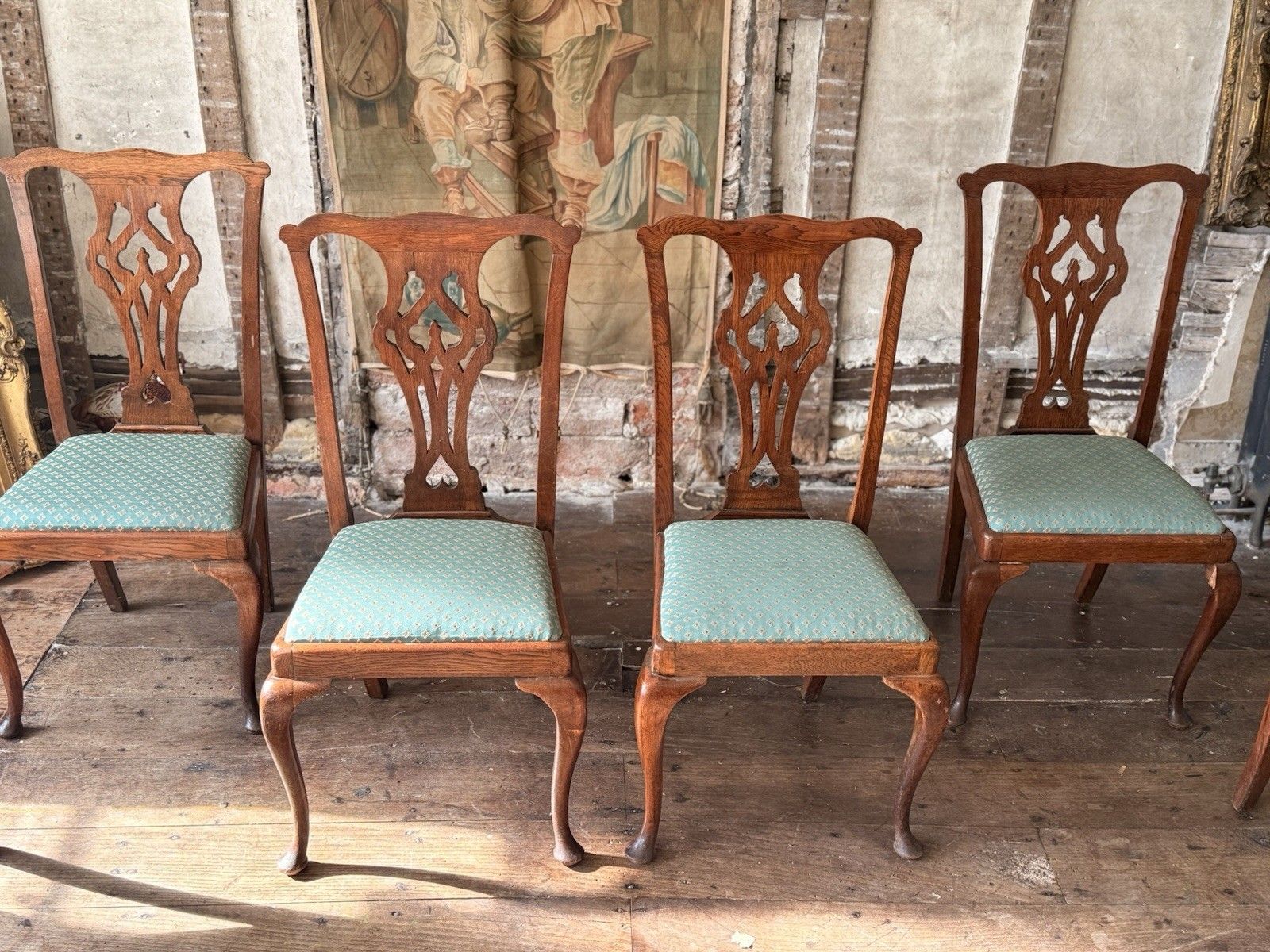 Set Of 6 Antique Chippendale Style  Drp In Seats Dining Chairs Circa 1800's photo buy