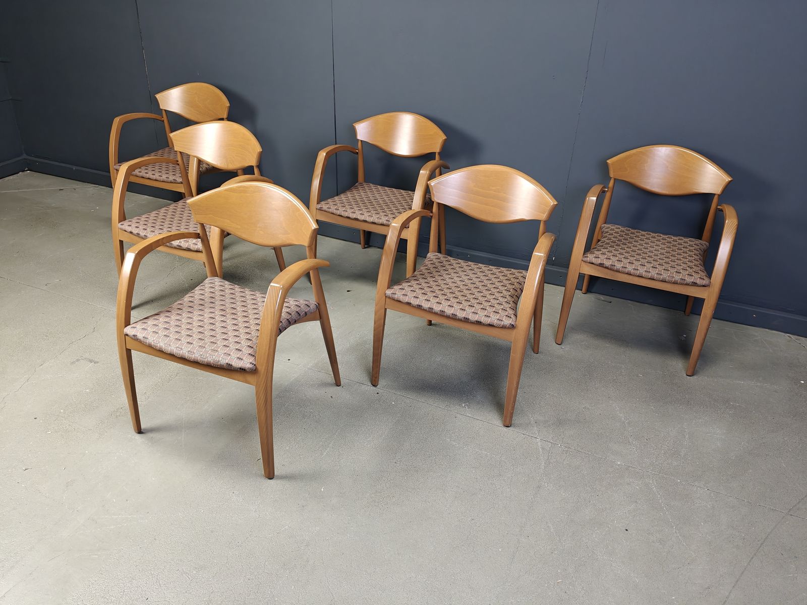 Vintage Spanish Wooden  Armchairs, 1990s Set Of 6 photo 950.0