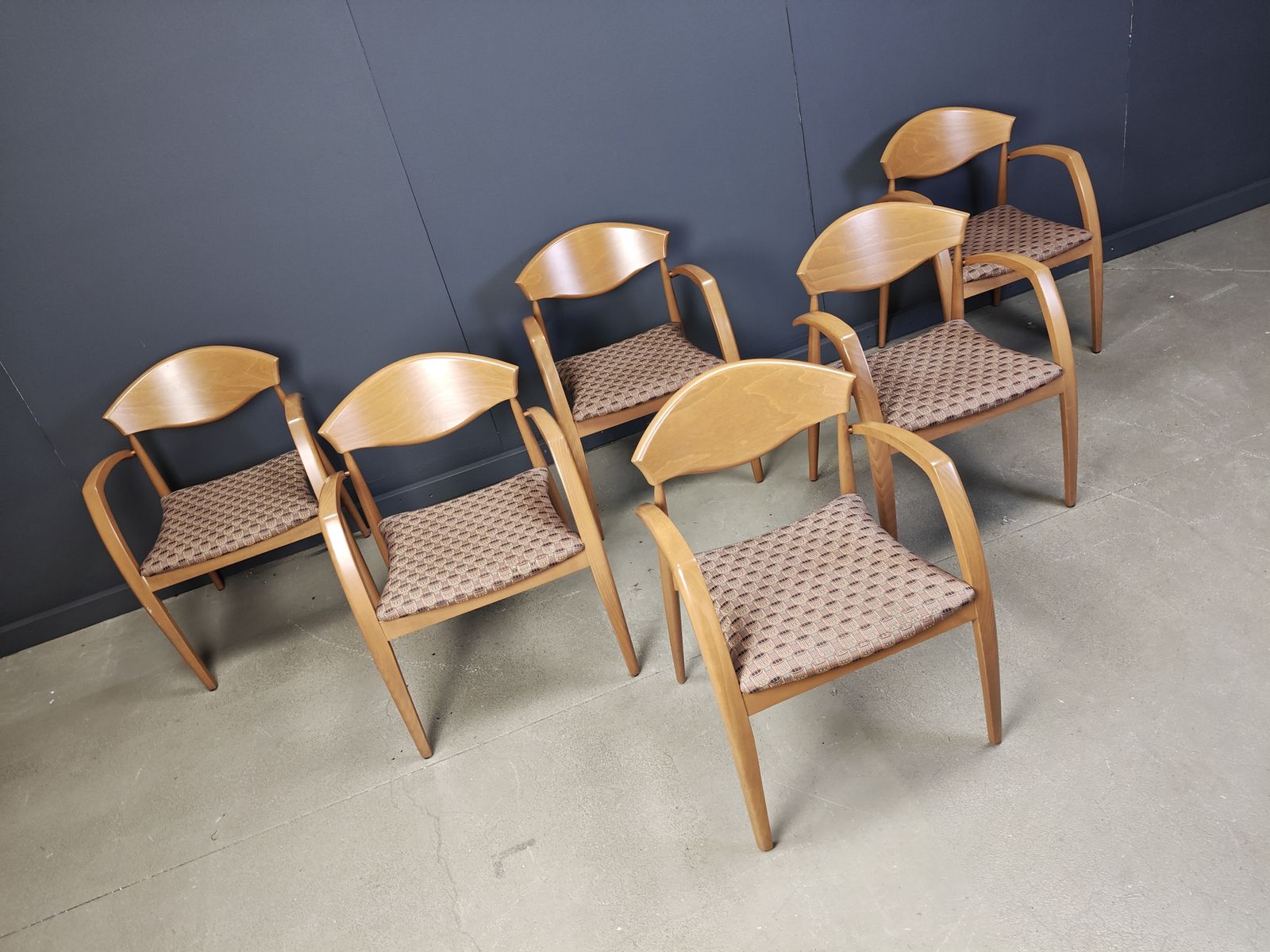 Vintage Spanish Wooden  Armchairs, 1990s Set Of 6 photo vintage