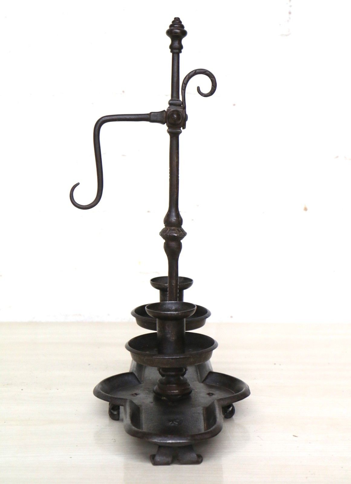 A 19th Century Wrought Iron Double Candle Holder Candlestick English Early 19th photo vinterior