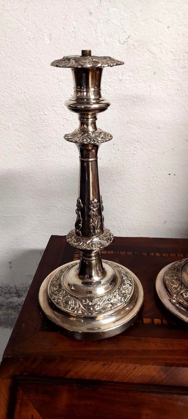 Antique Candlesticks Pair Of Silver Candlesticks First Half 900 photo for sale