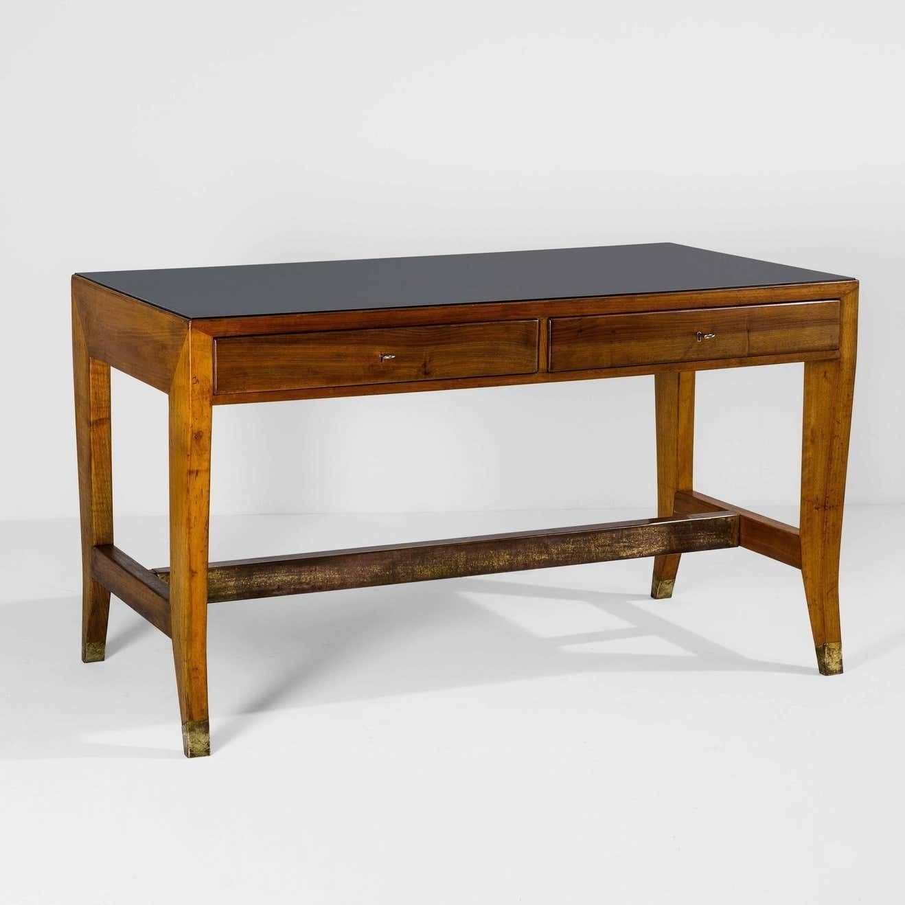 Gio Ponti Office Desk In Wood And Glass For Banca Nazionale Del Lavoro, 1950s photo buy