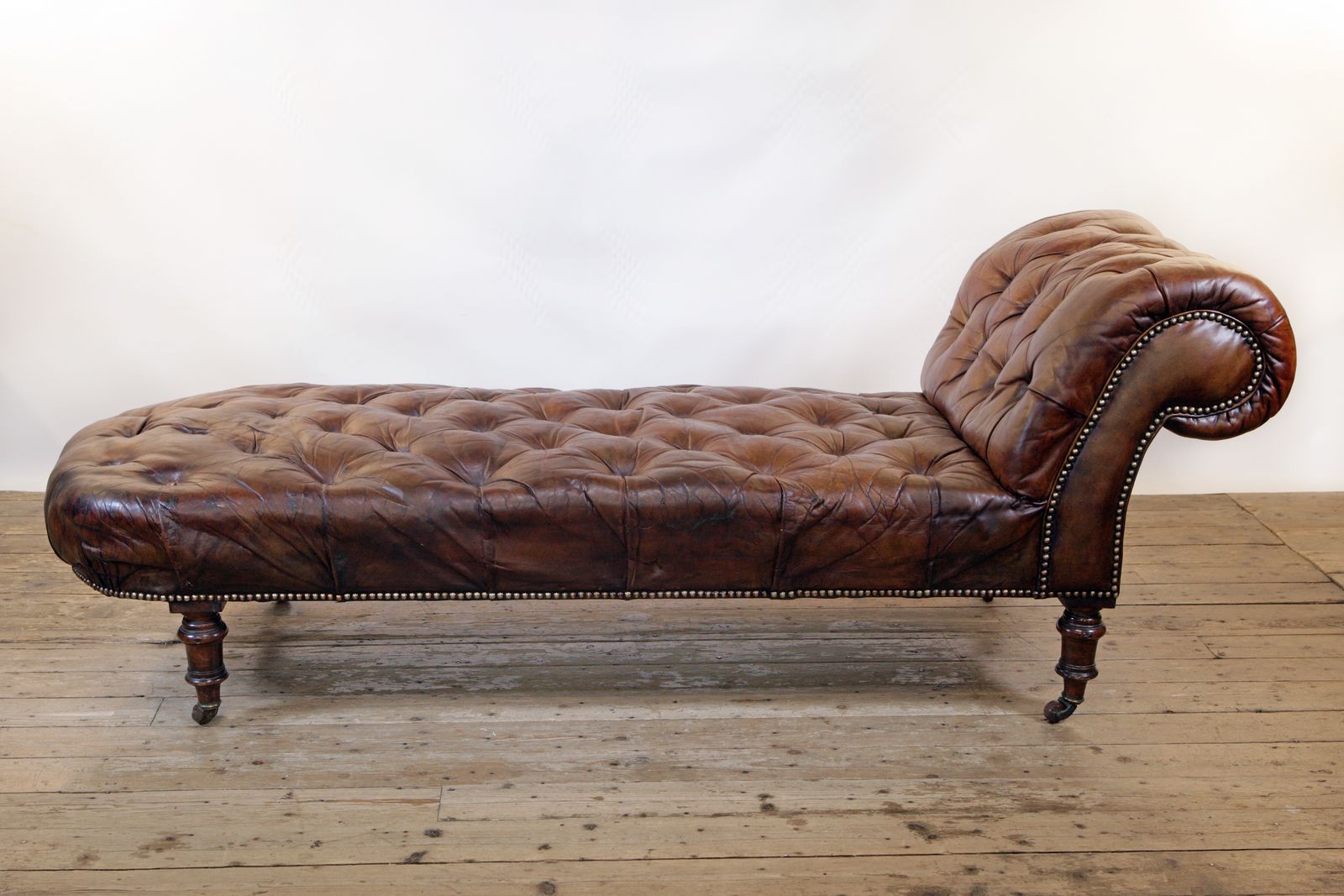 A Victorian Mahogany, Buttoned Brown Leather Chaise Longue, By Cornelius V Smith, 19th Century photo buy