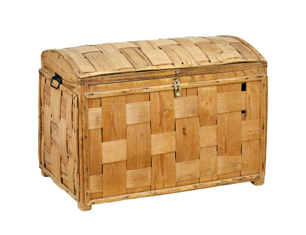 19th Century Swedish Woven Pine Dome Top Trunk photo furniture