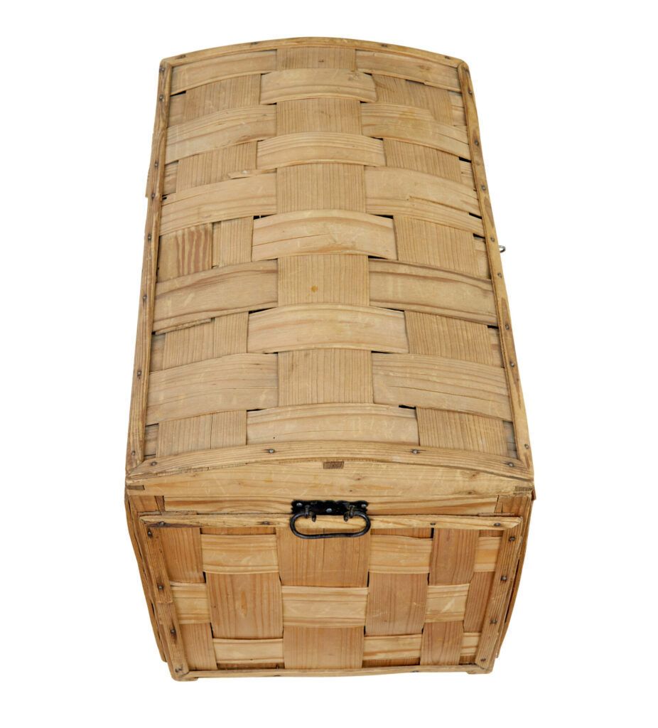 19th Century Swedish Woven Pine Dome Top Trunk photo Furniture