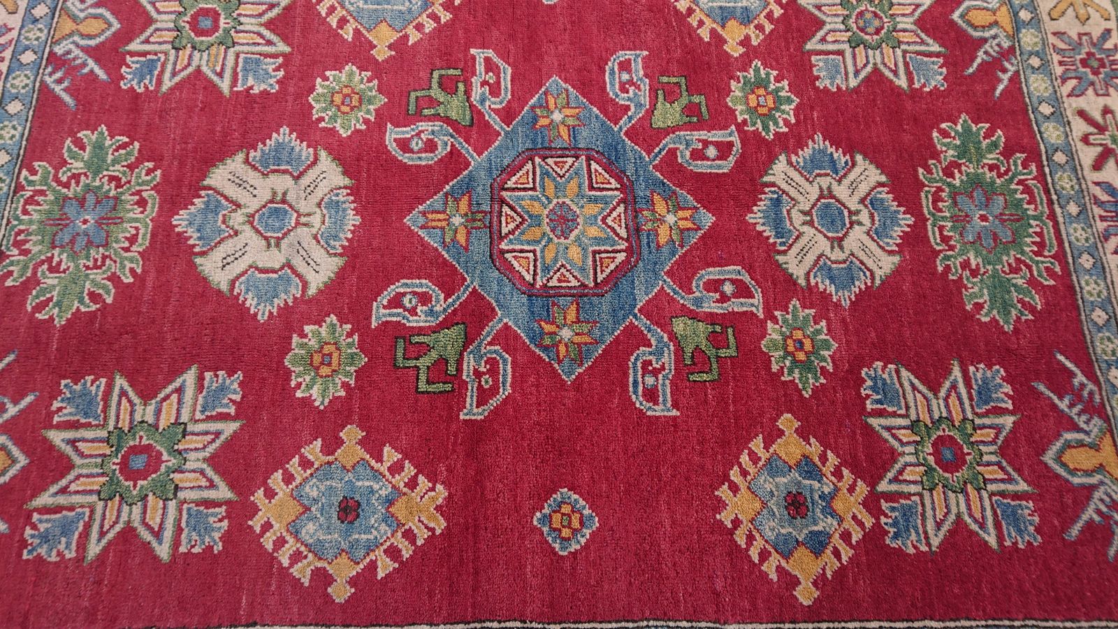5x6 Red Kazak Tribal Afghan Caucasian Handmade Wool Area Rug photo furniture