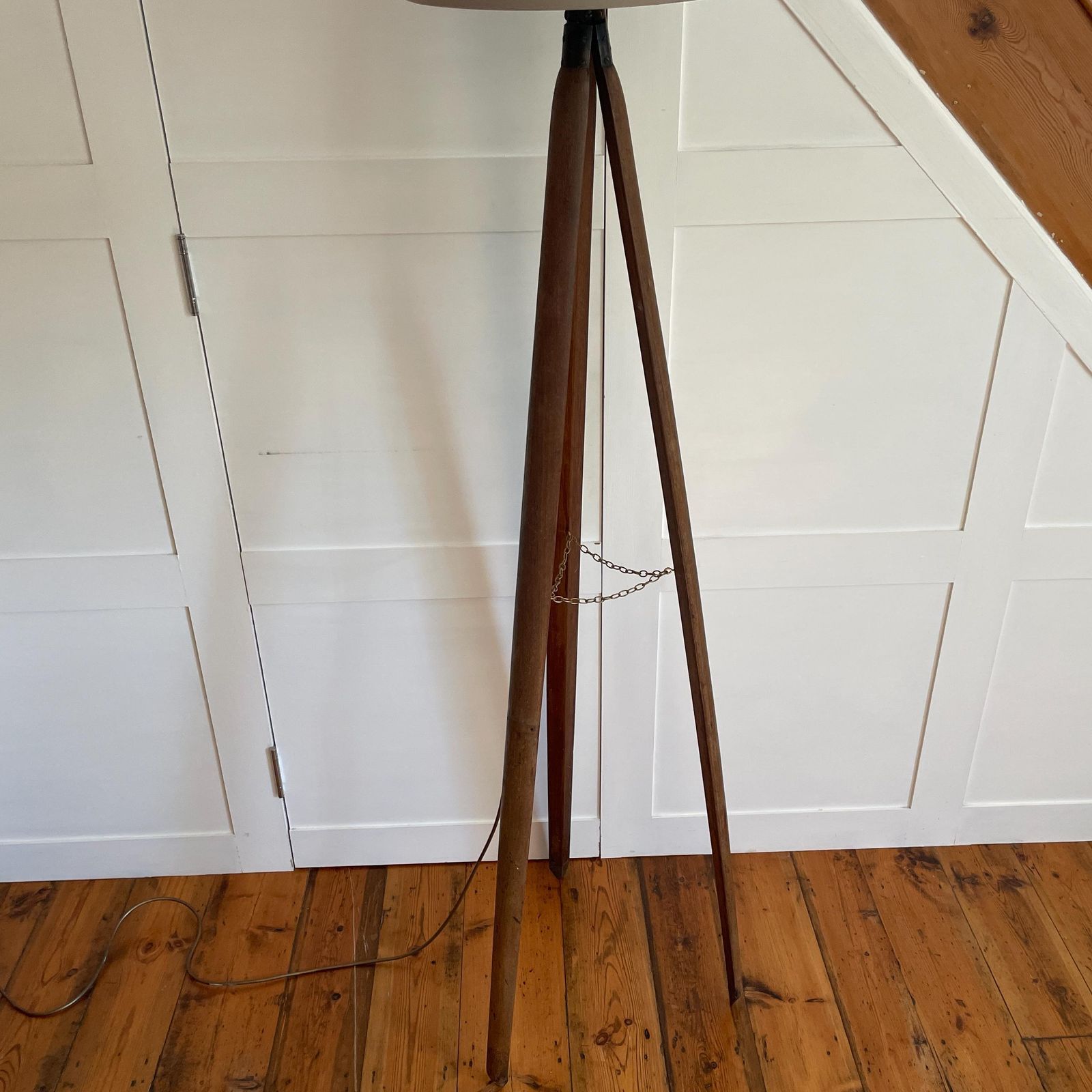Vintage Wooden Tripod Floor Lamp Brass Fittings Retro Studio Freestanding Mid Century Industrial Studio Surveyor Style Lighting Inc Shade photo buy