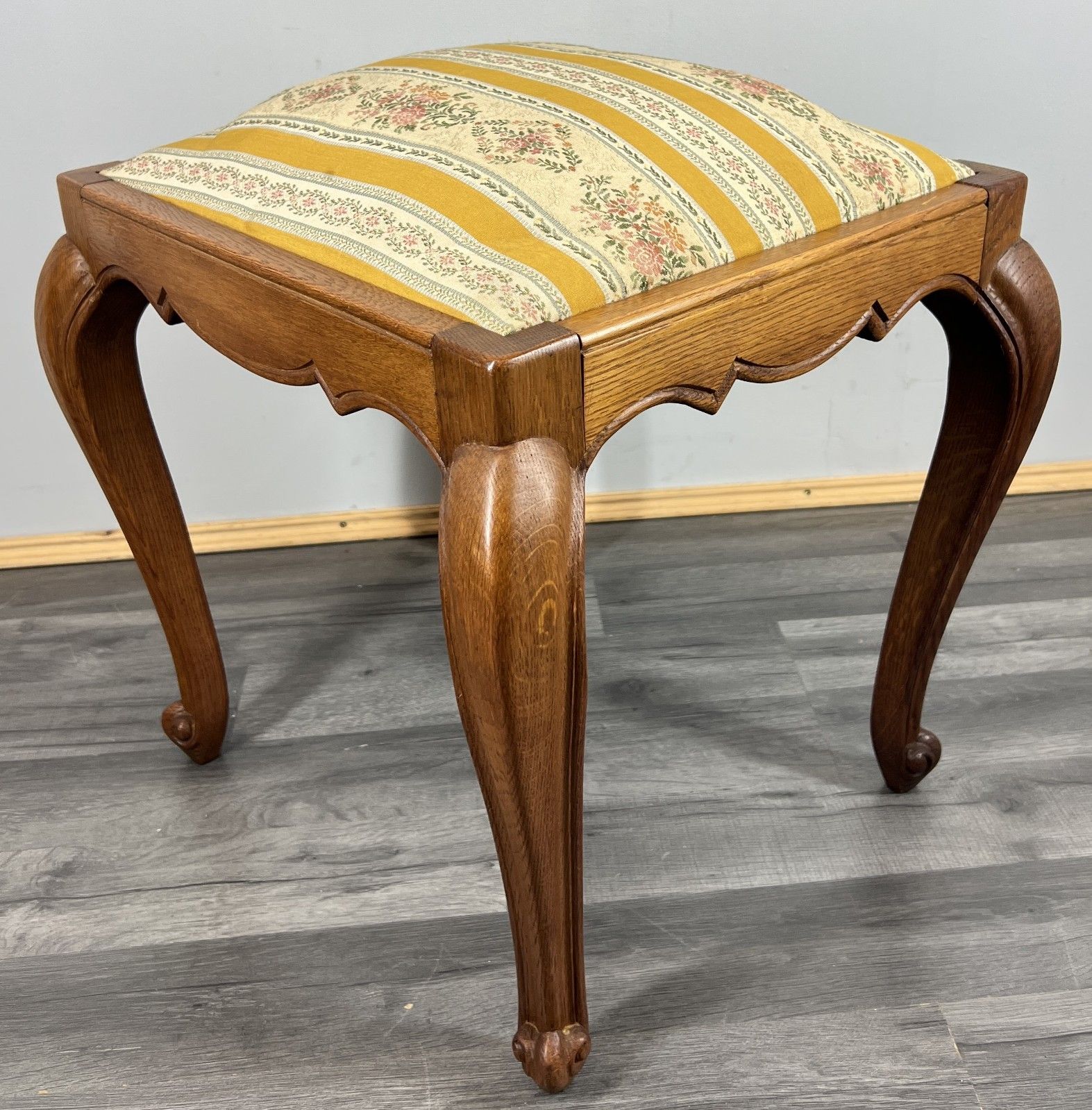 Footstool Vintage French Louis Style Oak Table Stool Upholstered Seat Lot 4214 photo furniture