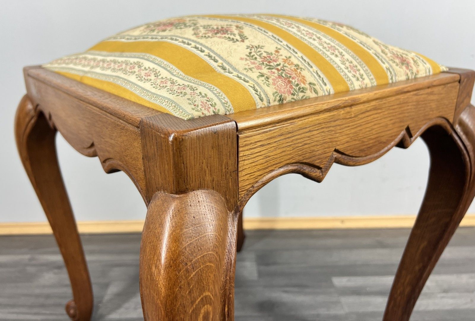 Footstool Vintage French Louis Style Oak Table Stool Upholstered Seat Lot 4214 photo Furniture