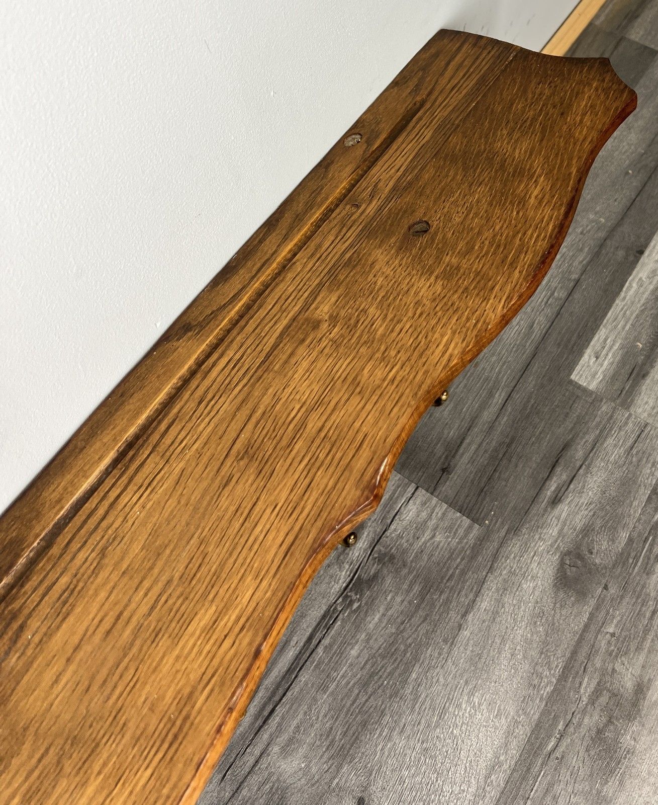 photo for sale French Vintage Coat Rack Oak 6 Hooks Ornate Wall Shelf Carved Coat Lot 4220