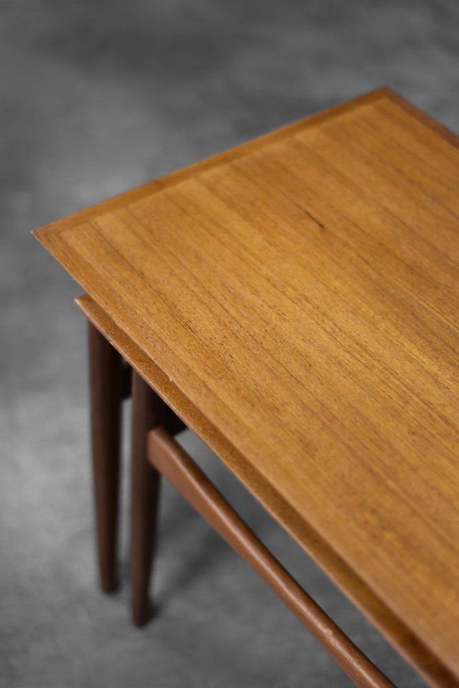 Mid Century Danish Modern Teak Nesting Tables, 1960s, Set Of 2 photo 595.0