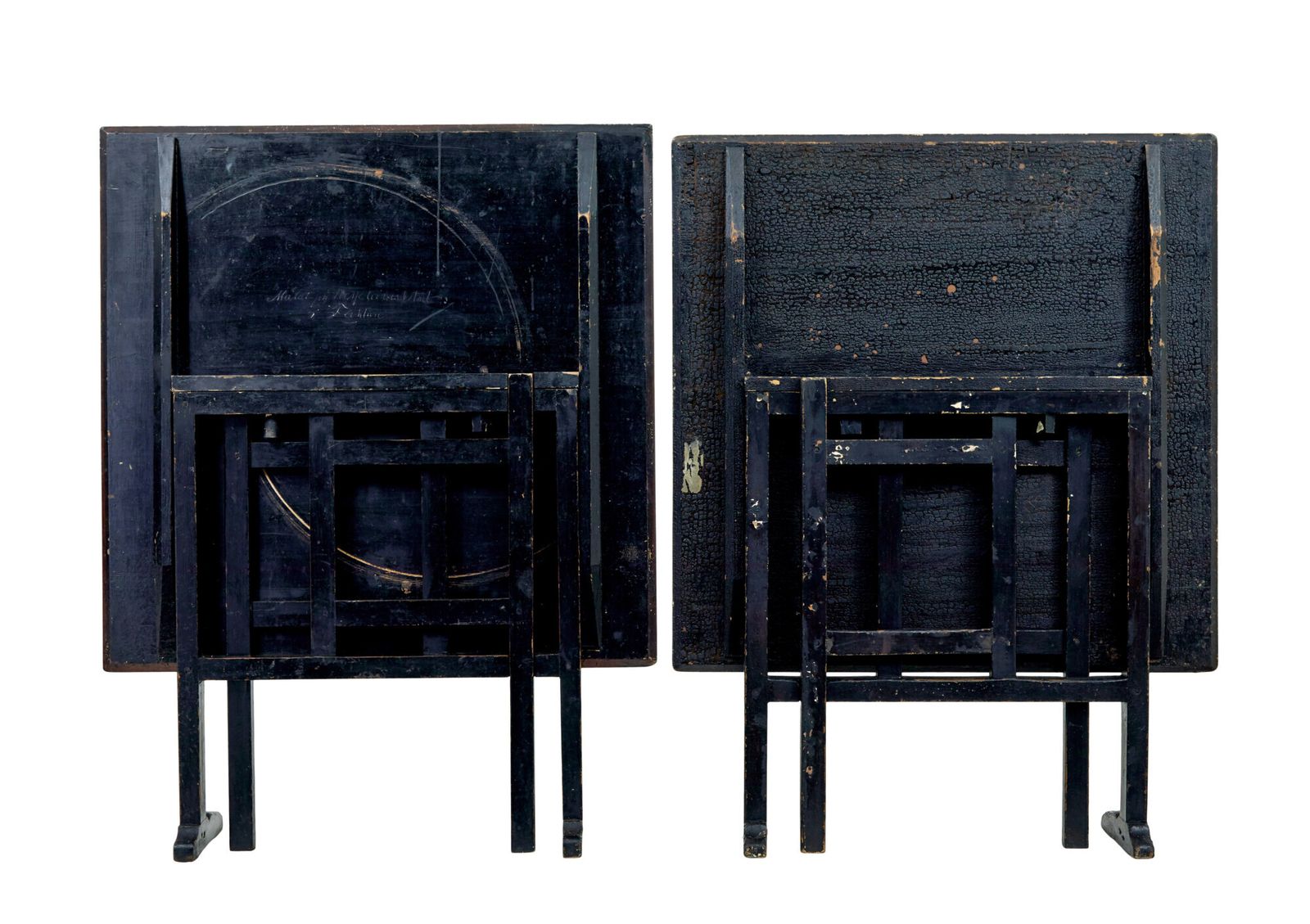 Pair Of 19th Century Swedish Ragwork Painted Gate Leg Tables photo for sale
