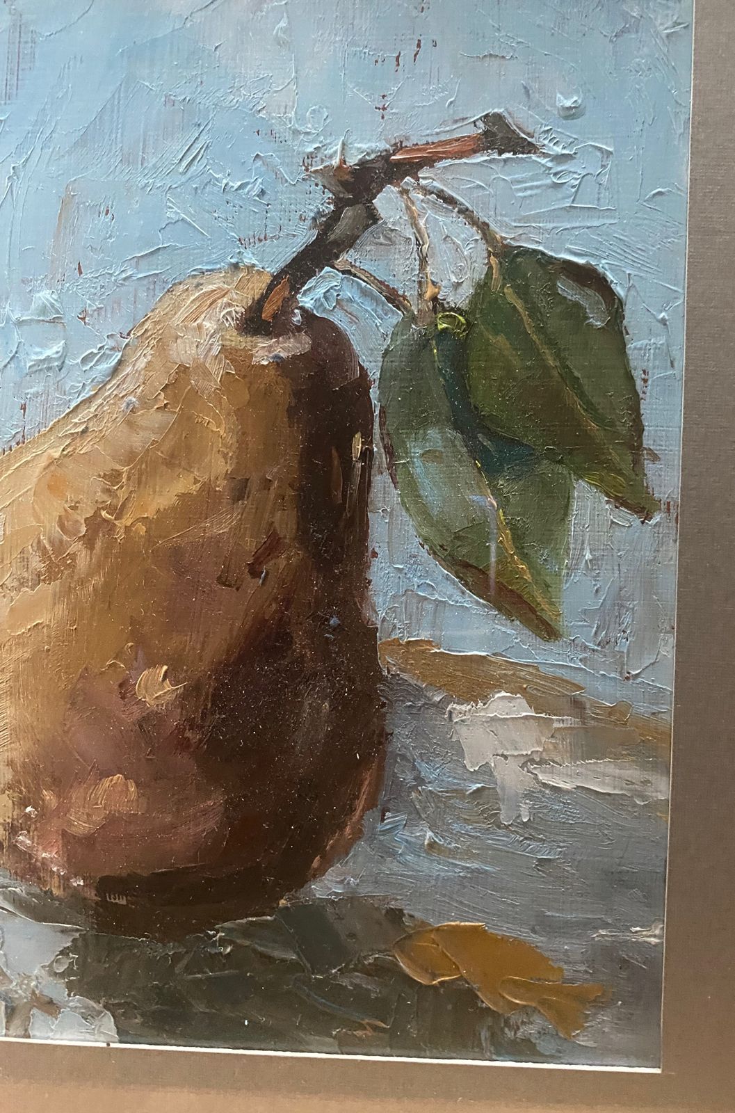 Vintage Style Still Life Oil Painting Of A Pear photo furniture