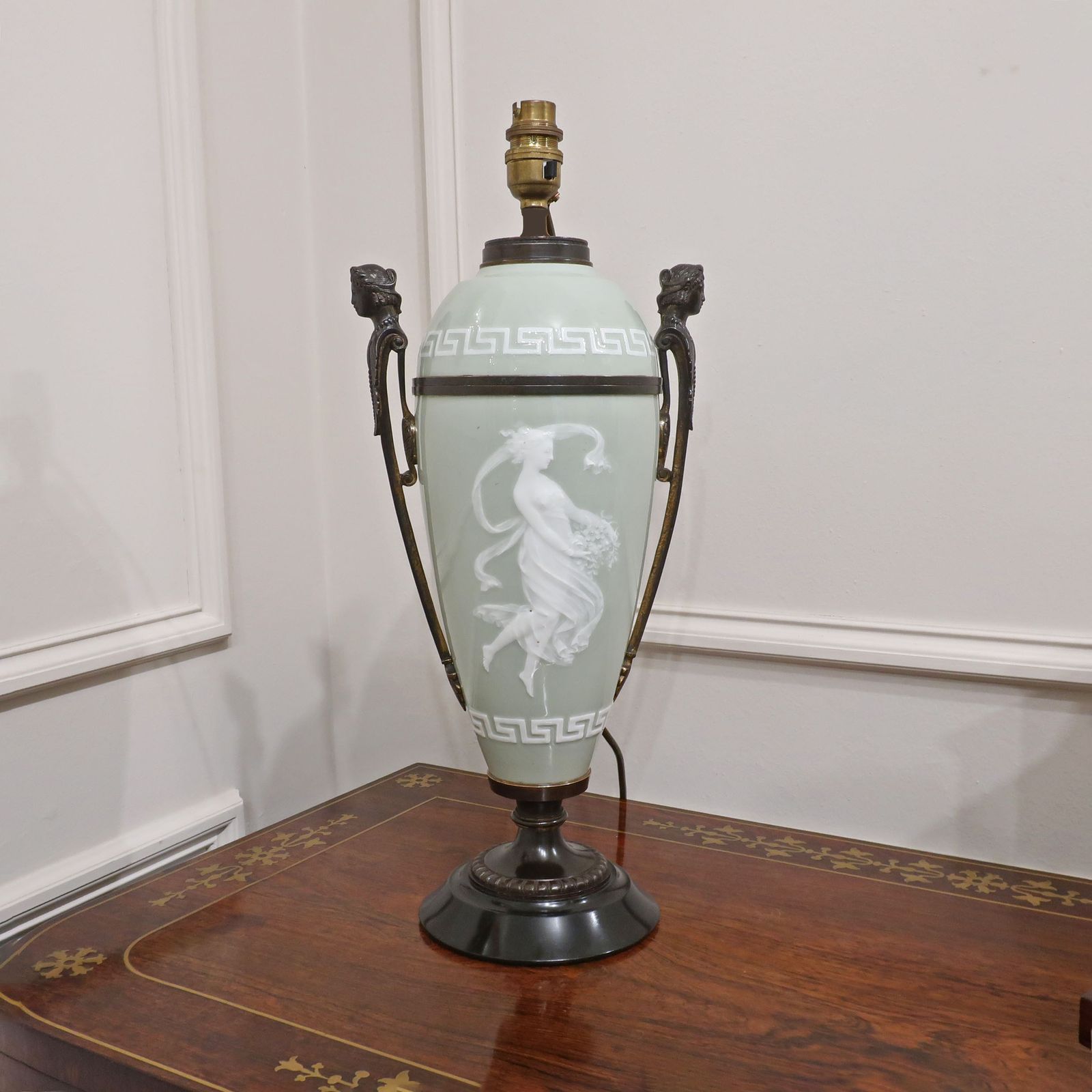 French Pate Sur Pate Neoclassical Style Porcelain Table Lamp photo for sale