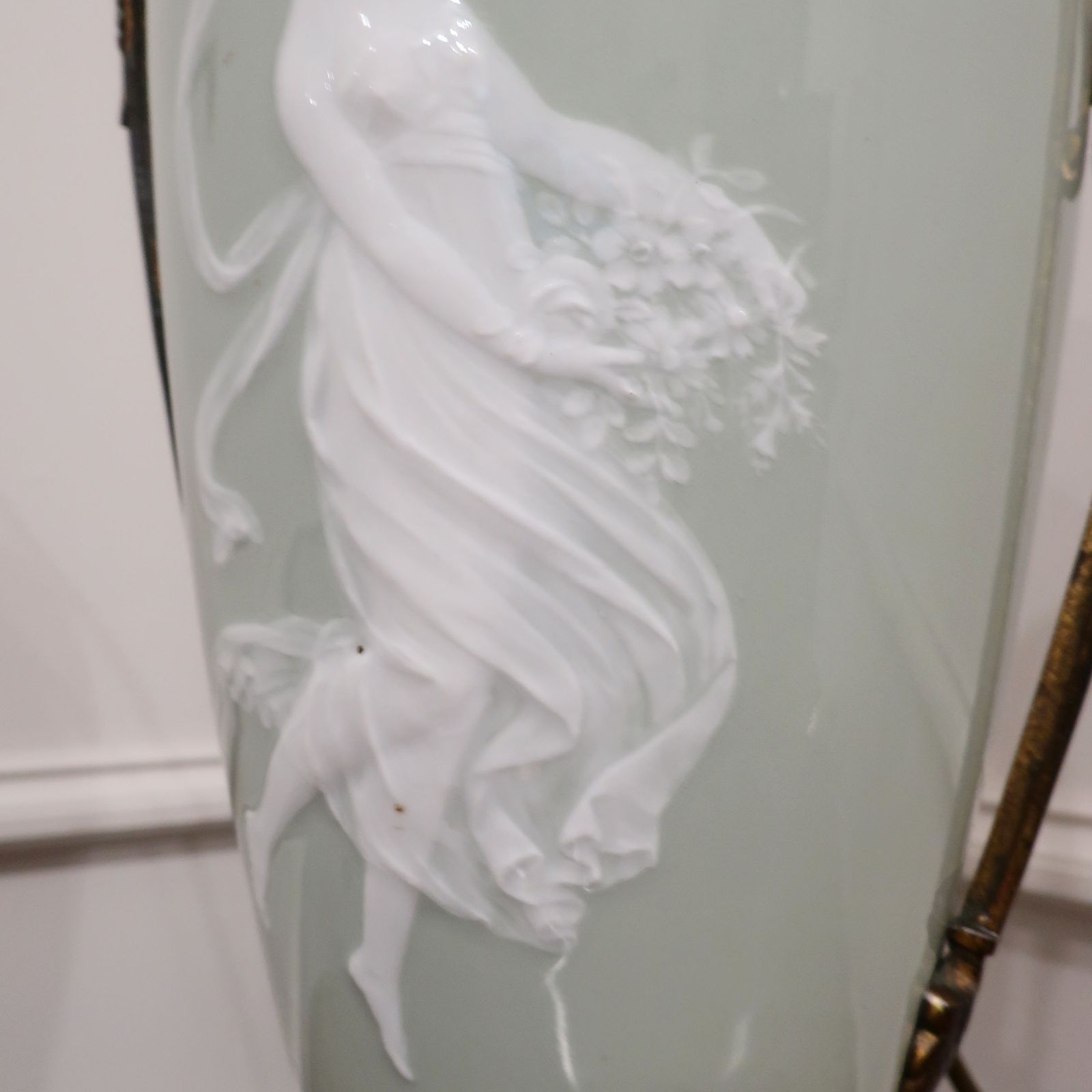 French Pate Sur Pate Neoclassical Style Porcelain Table Lamp photo vinterior