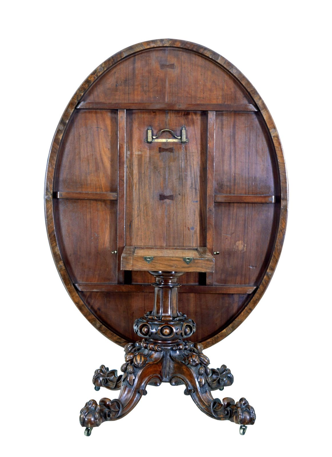 19th Century Walnut Victorian Marquetry Tilt Top Table photo vintage