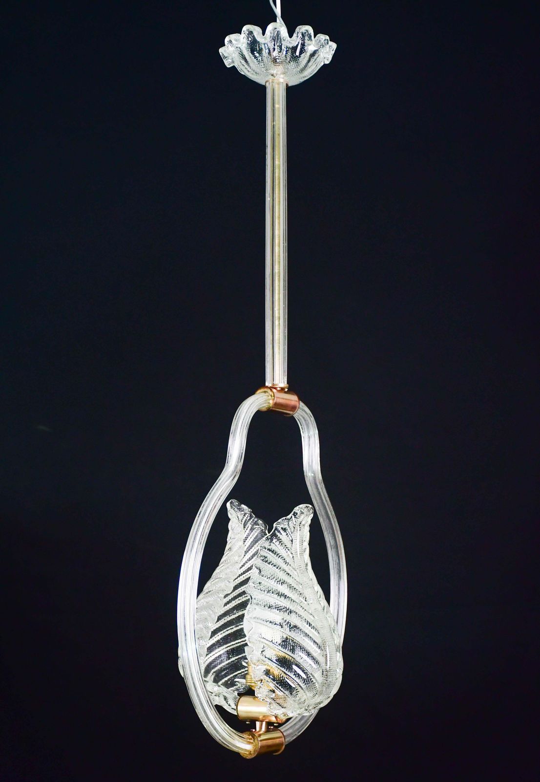Lovely Transparent Art Decò Barovier E Toso Pendant Light Murano Glass, 1930s photo furniture