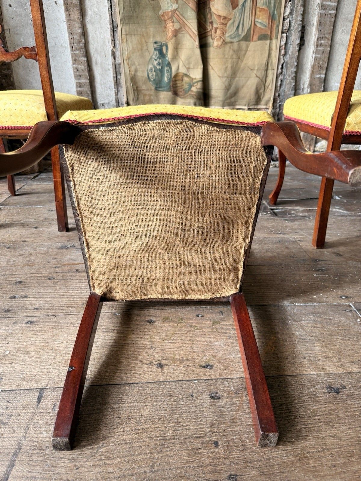 photo vintage Original Antique Carved Mahogany Dining Side Hall Chairs Sunflower C 1890 X 4