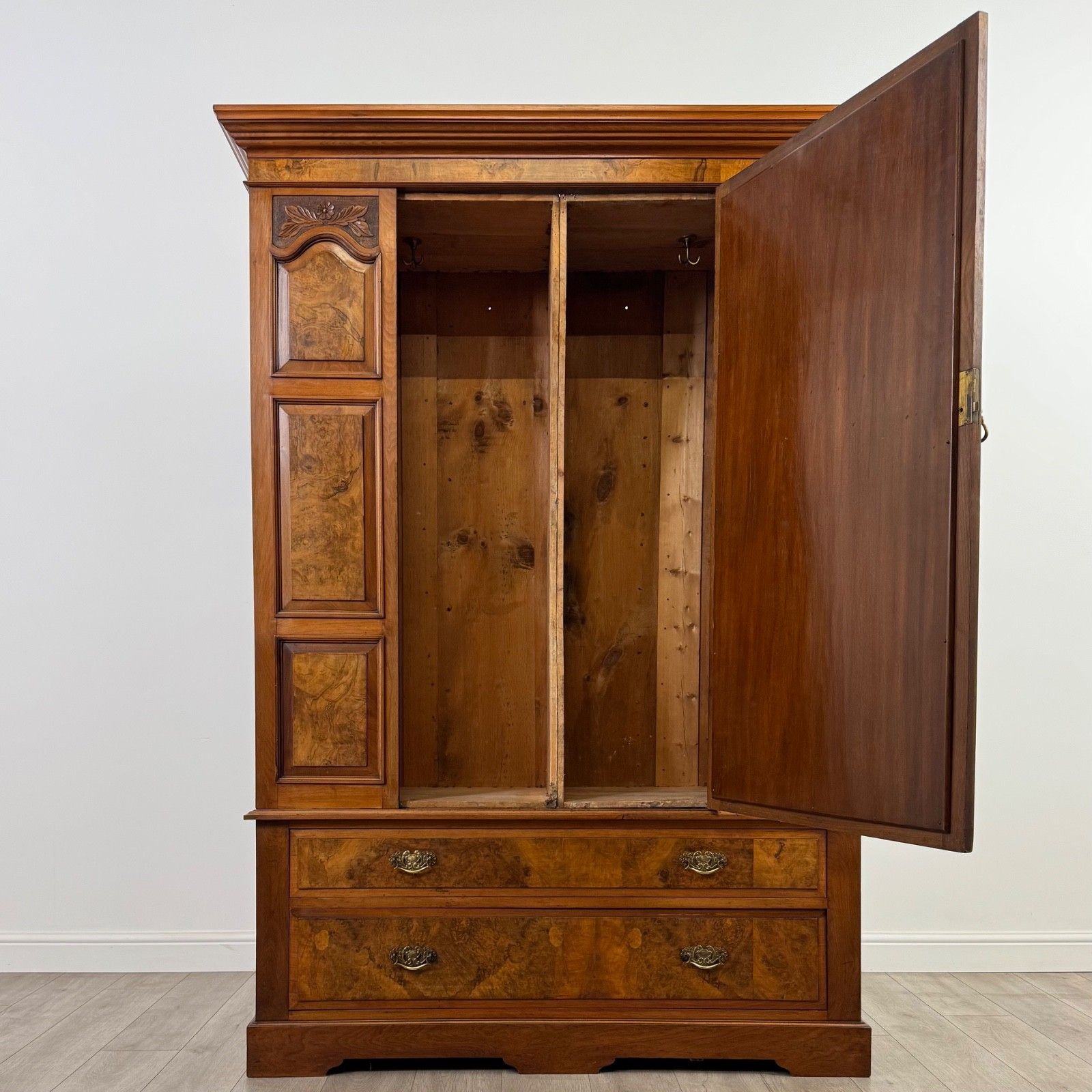 Antique 19th Century Good Quality Wardrobe In Burr Walnut photo furniture