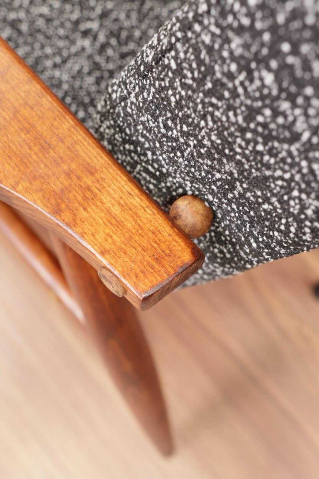 Scandinavian Lounge Chair Vintage Black Boucle, Mid Century Design, 1960 photo vinterior