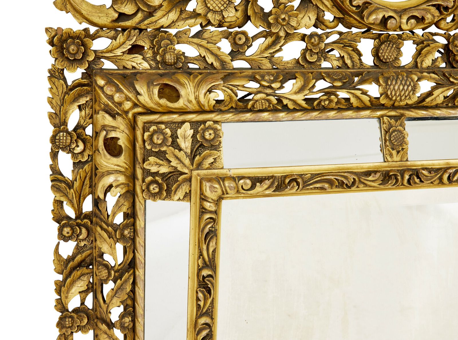 Early 20th Century Carved Wood Baroque Influenced Cushion Mirror photo 4125.0