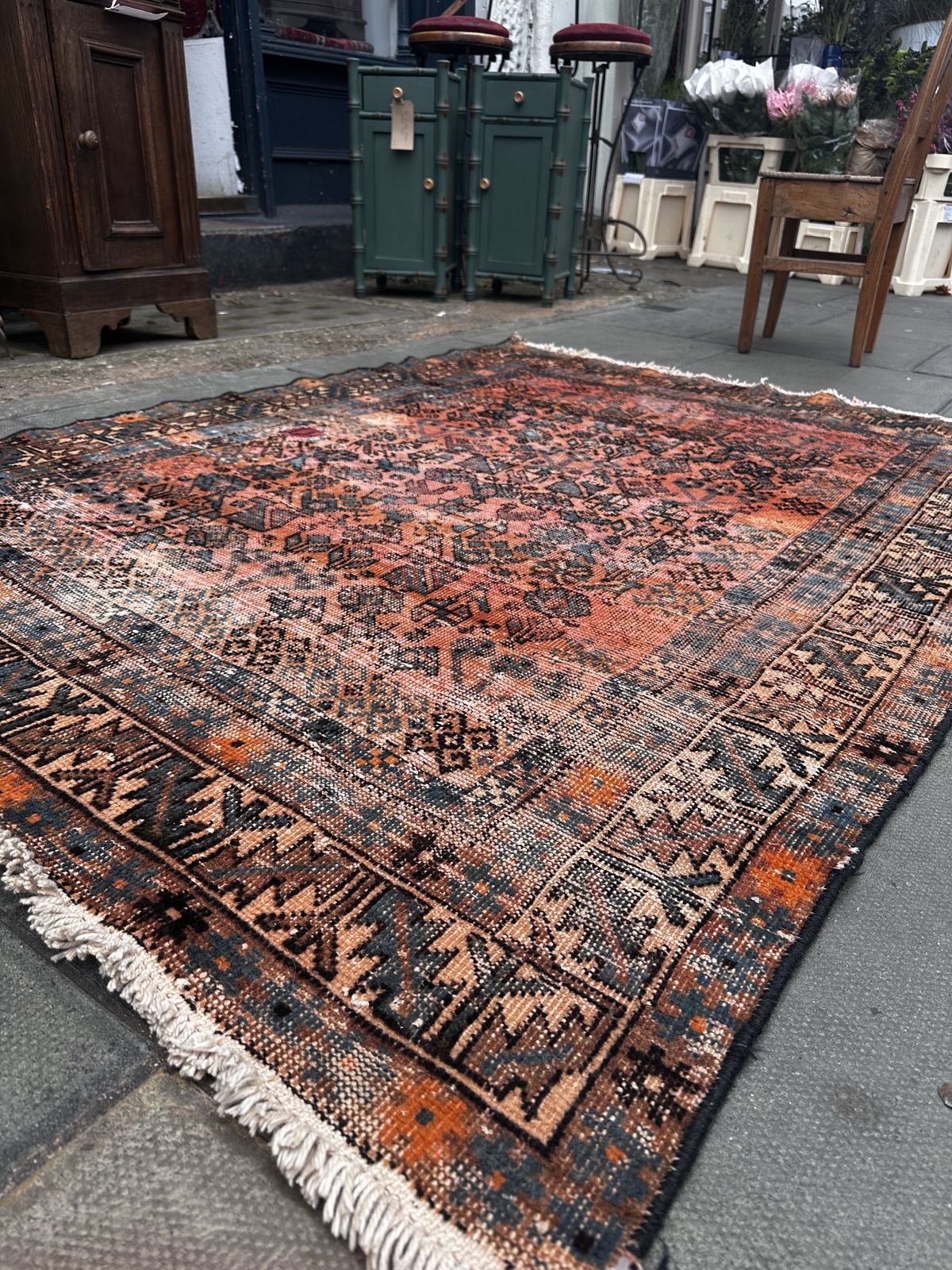 Oriental Hand Knotted Rug, 1970s, Wool photo for sale