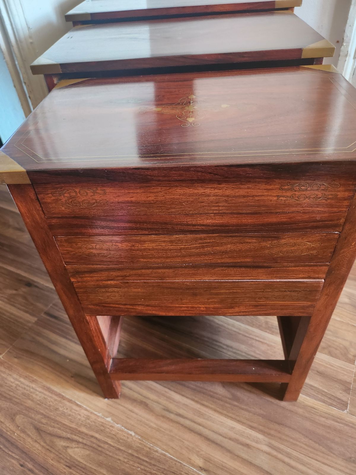 Rosewood And Brass Open Front Nest Of Tables photo vinterior