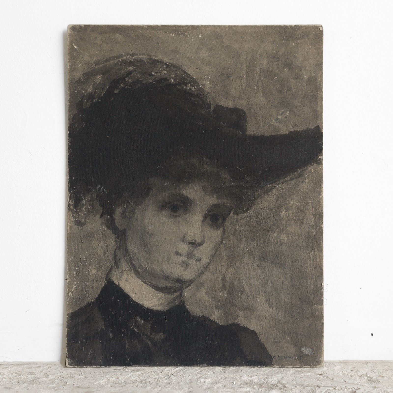 Antique Belle Epoque Portrait Painting Attributed To Charles Hermans, Belgian photo 395.0