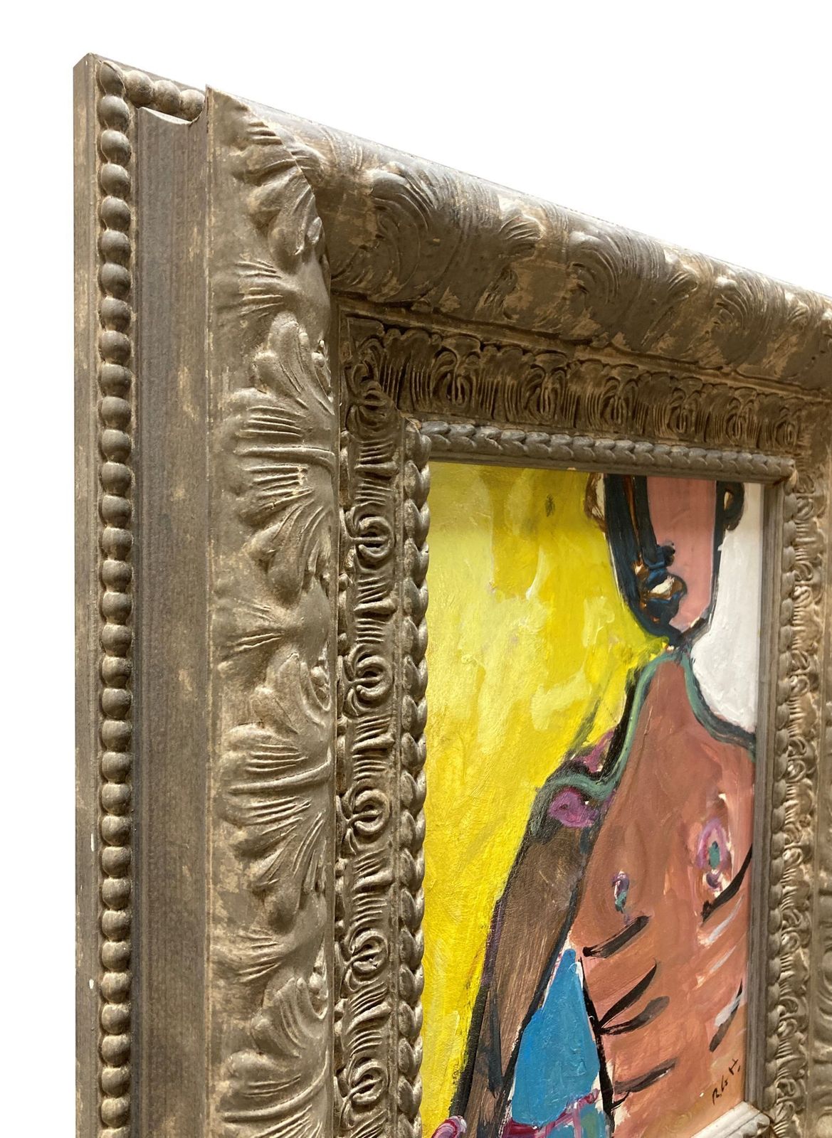 A Framed Abstract Oil On Board Of A Male Torso photo furniture