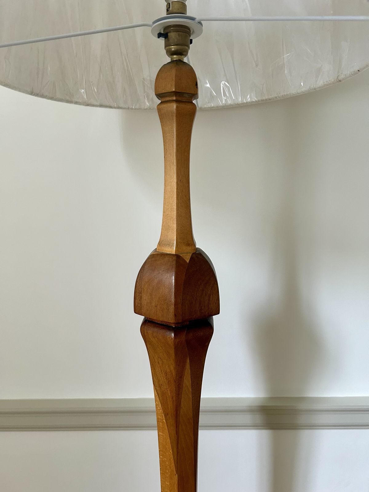 Art Deco Wood Marquetry Style Floor Lamp In Style Of  Heals photo for sale
