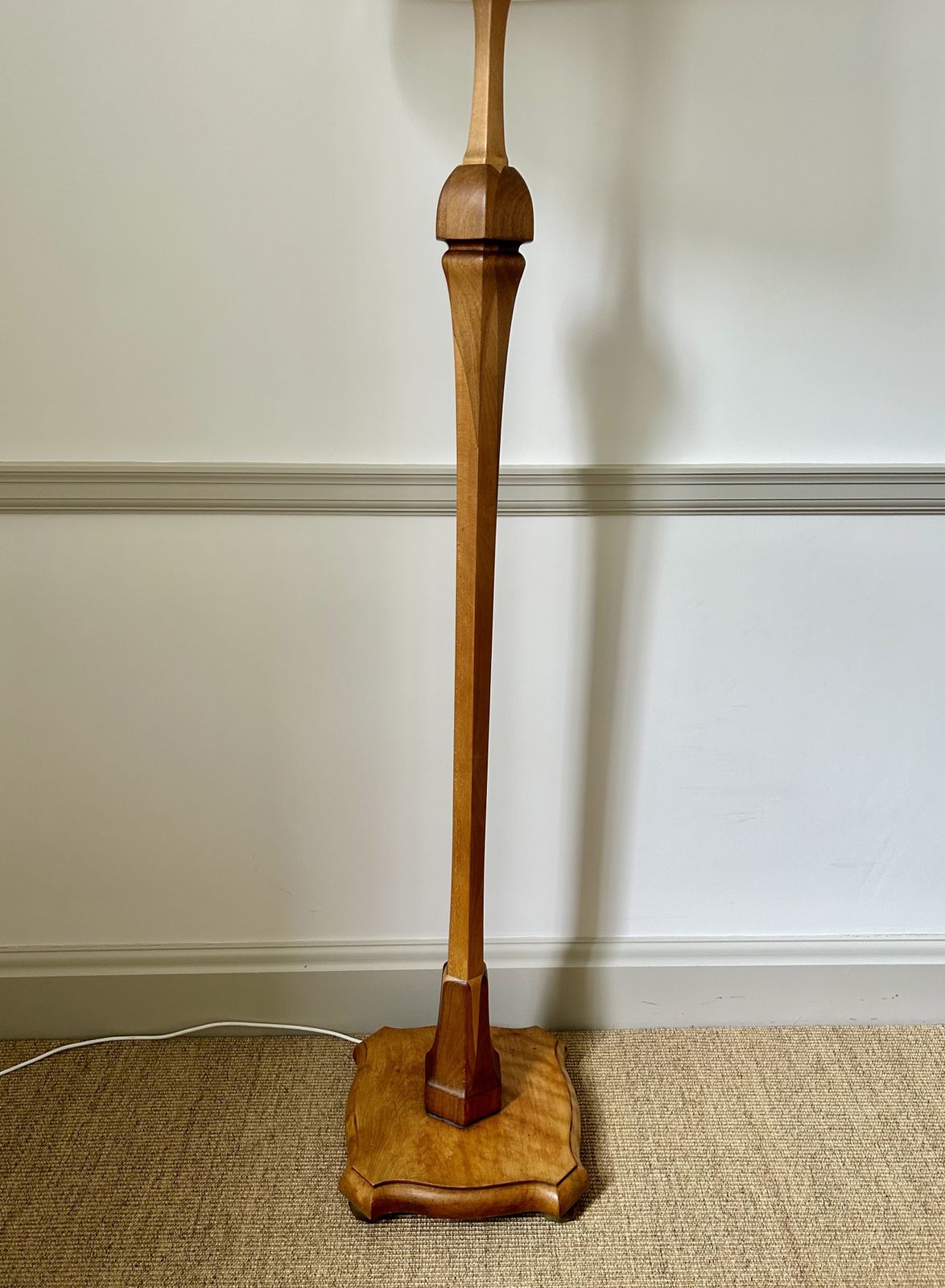 Art Deco Wood Marquetry Style Floor Lamp In Style Of  Heals photo vintage