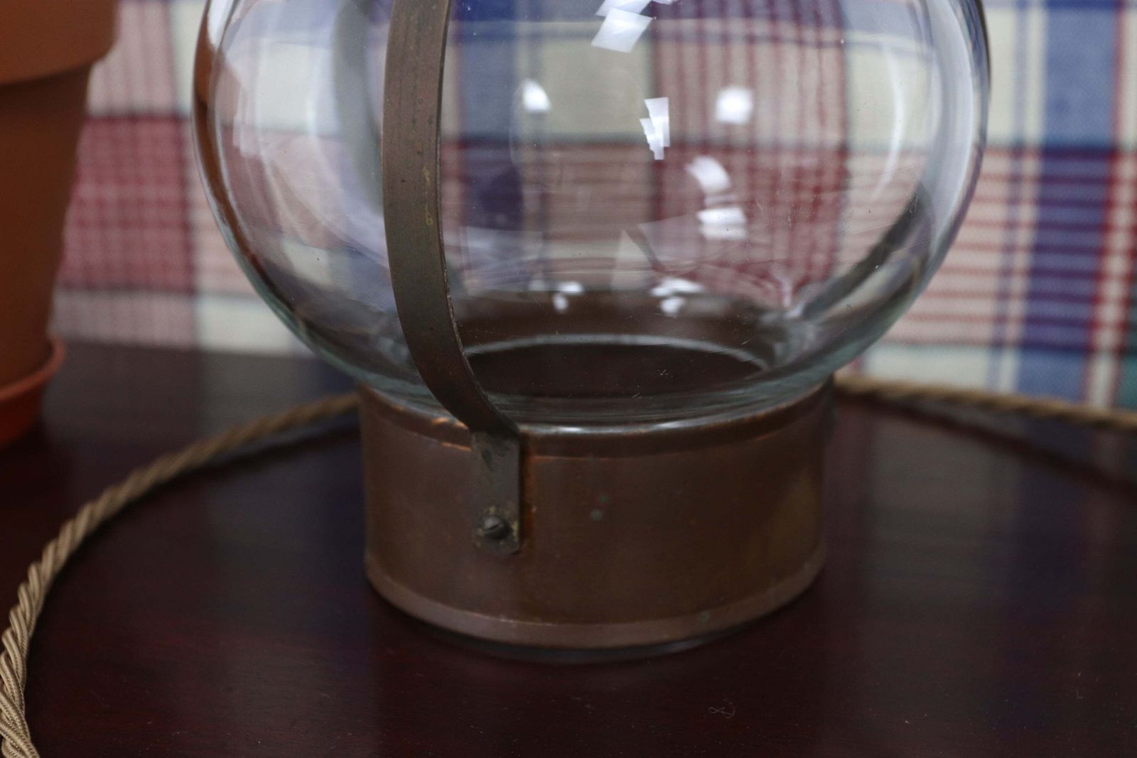 Vintage British Brass & Copper Hand Blown Electric Onion Lamp photo buy