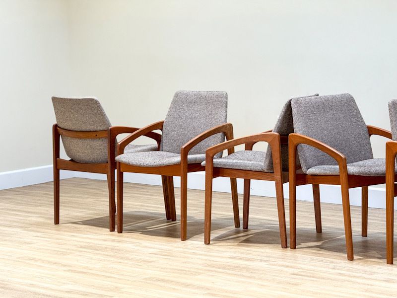 photo for sale Set Of Danish Dining Chairs By Henning Kjaernulf For Korup Stolfabric Model 23.