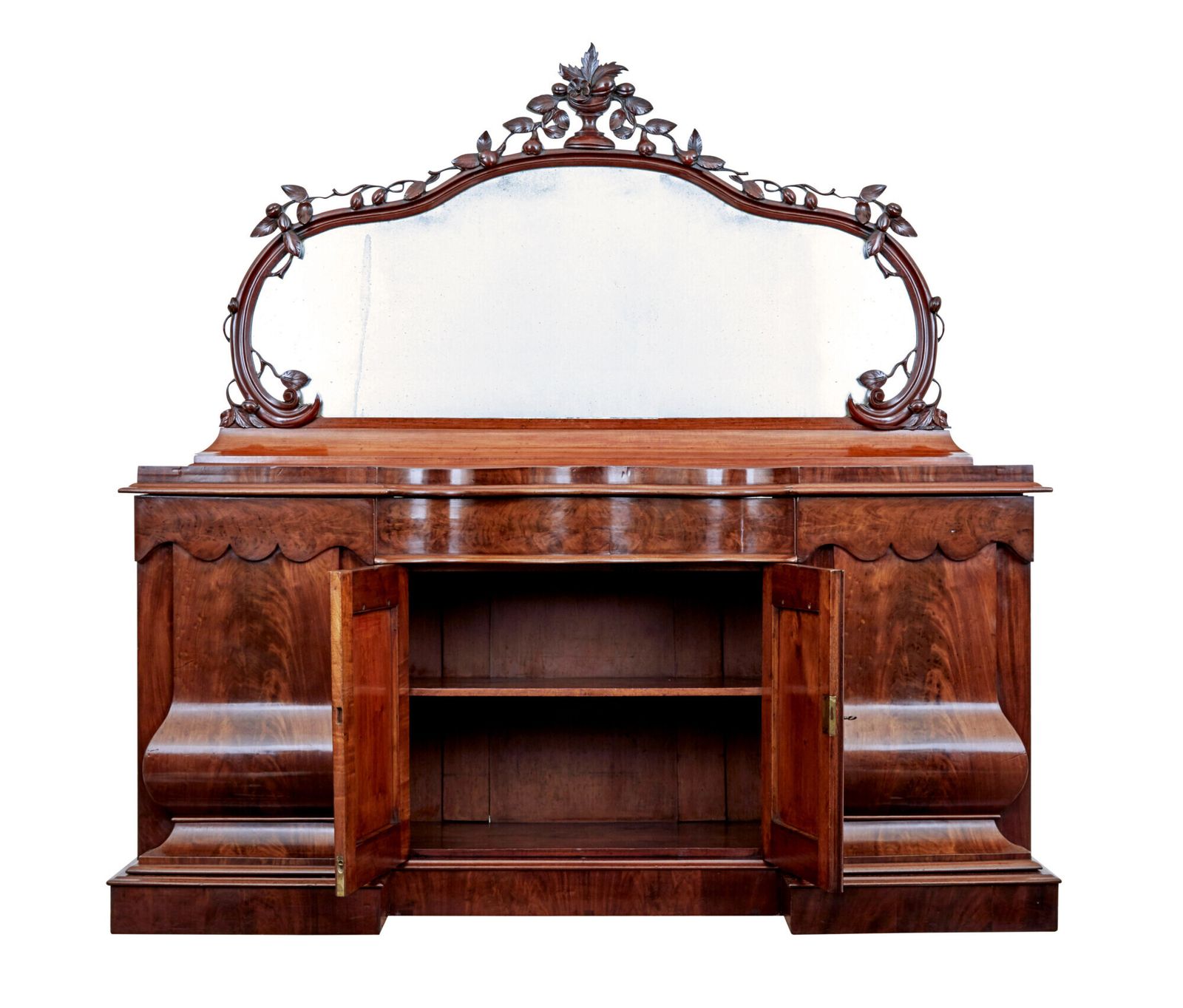 4015.0 High Victorian Shaped Flame Mahogany Mirrored Sideboard photo
