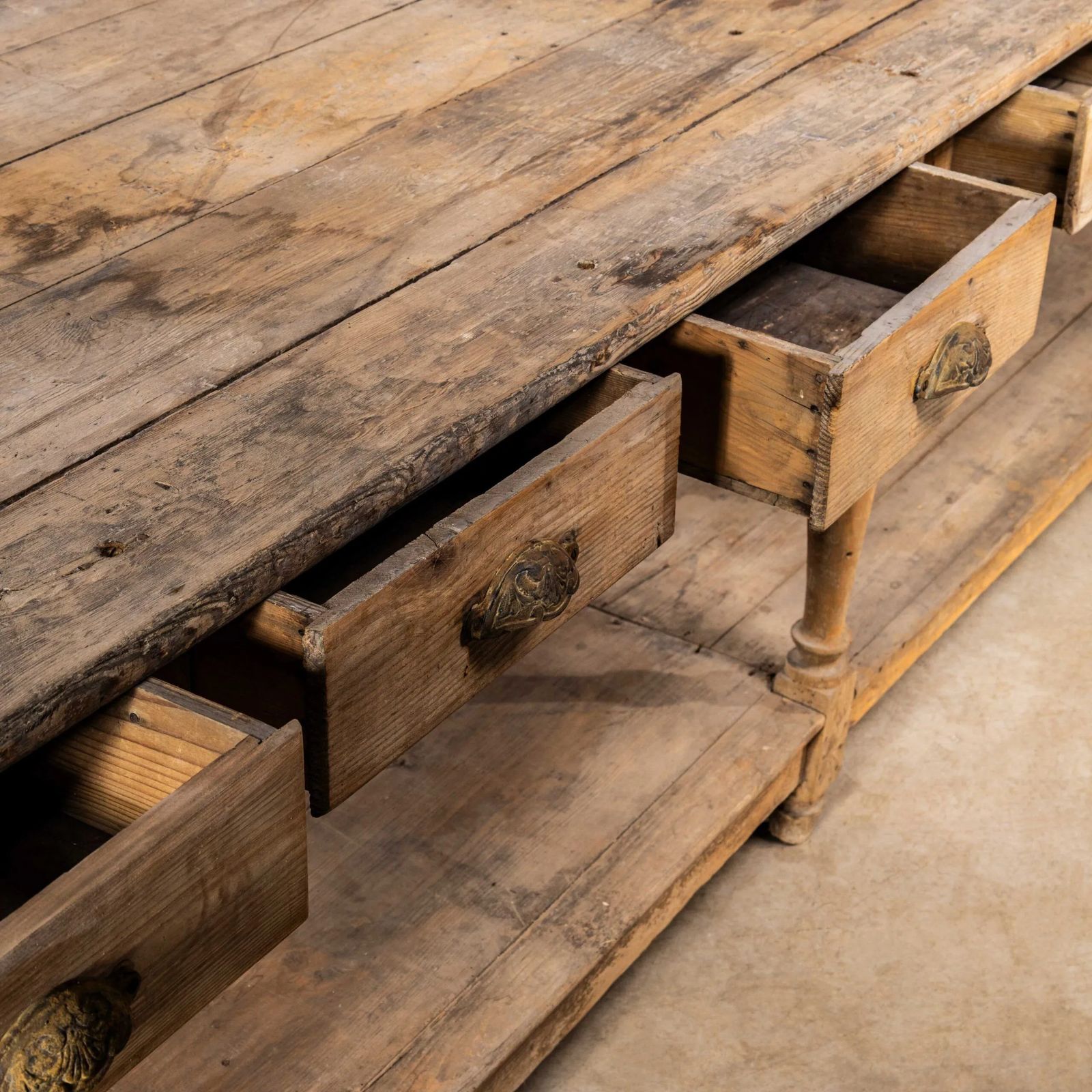 1890’s Faded French Large Original Drapers Table photo furniture