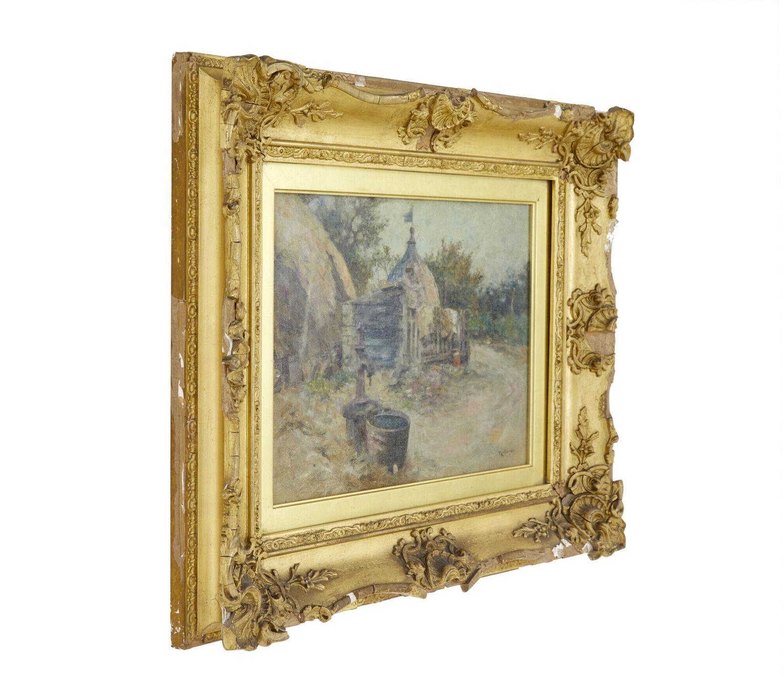 19th Century Oil Painting Of A French Village By R. Mcgregor photo Art